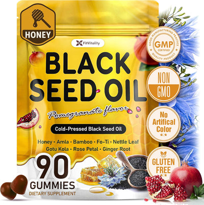Gummies d'huile de graine noire premium | Saveur grenade
