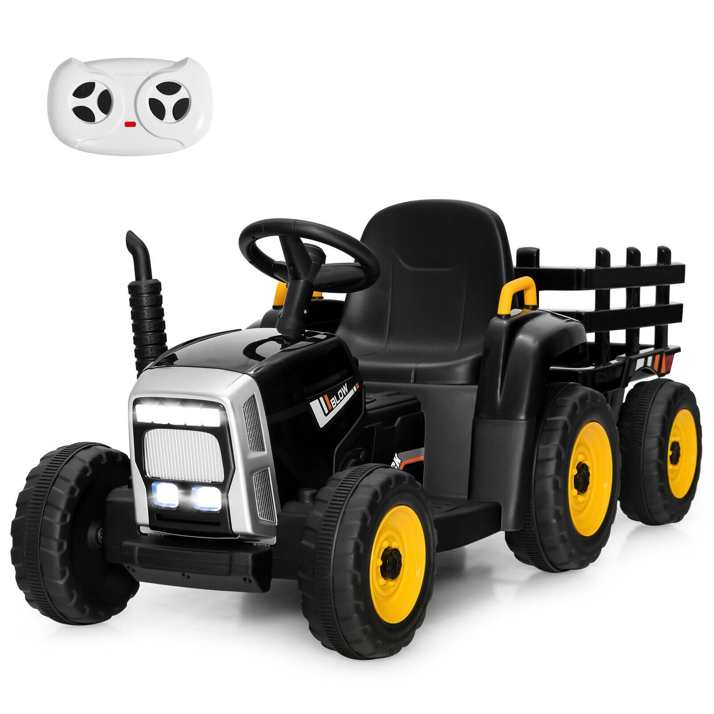 Tracteur électrique 12V avec chargeur pour enfants de 3 ans et plus - Noir