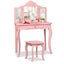 Conjunto de Mesa de Vanity con Espejo de Maquillaje Rosa para Niños