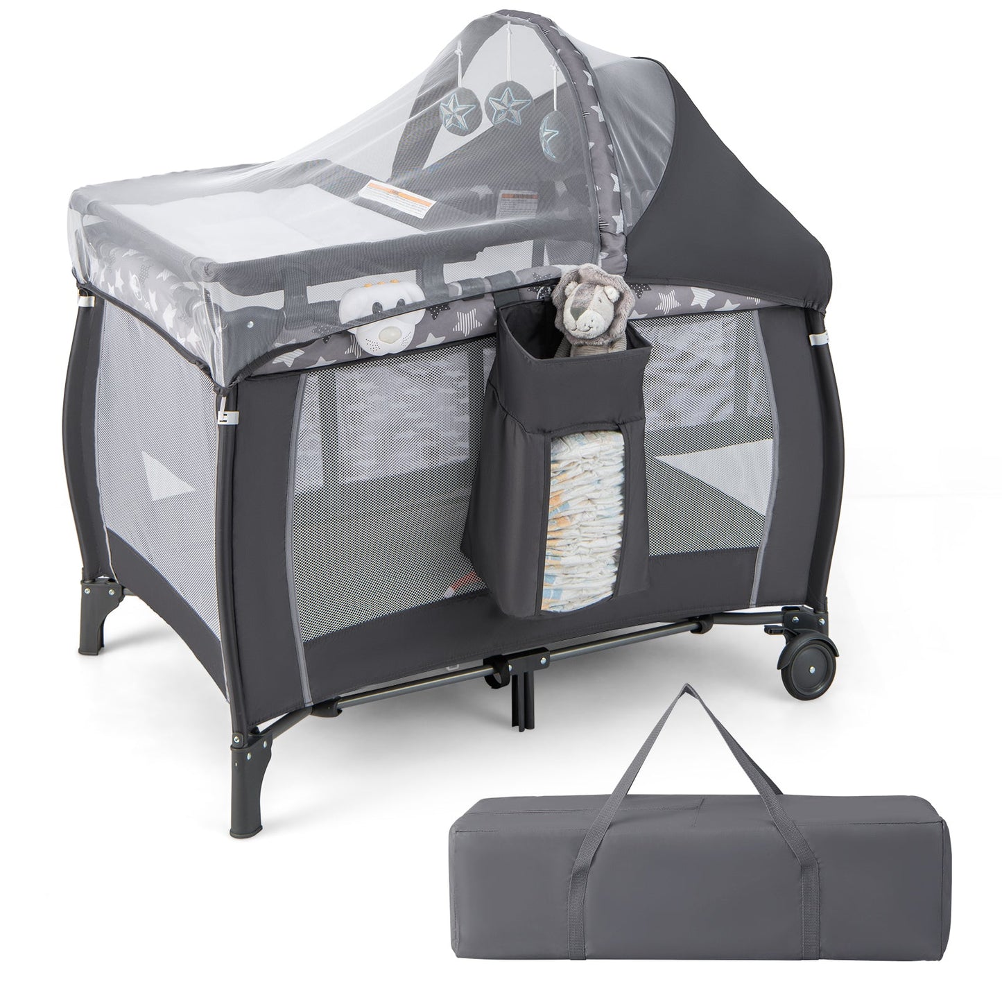 4-in-1 Portable Baby Nursery Center - Gray