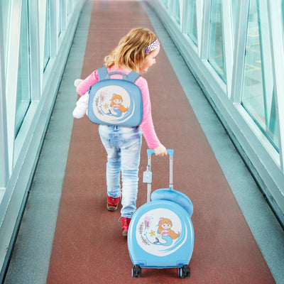 Gbruno Kids Luggage Set - 14" Carry-On & 10" Backpack - Blue