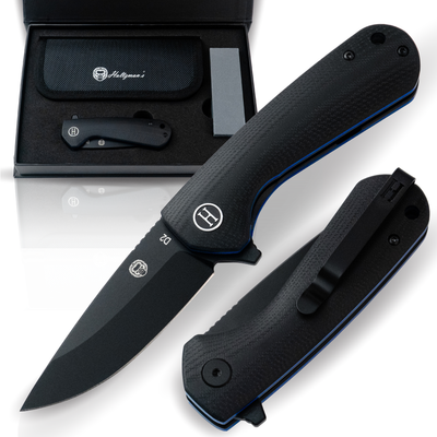 Premium Peasant Folding Pocket Knife Gift Set for Adventurers (Black & Blue) - Korvel