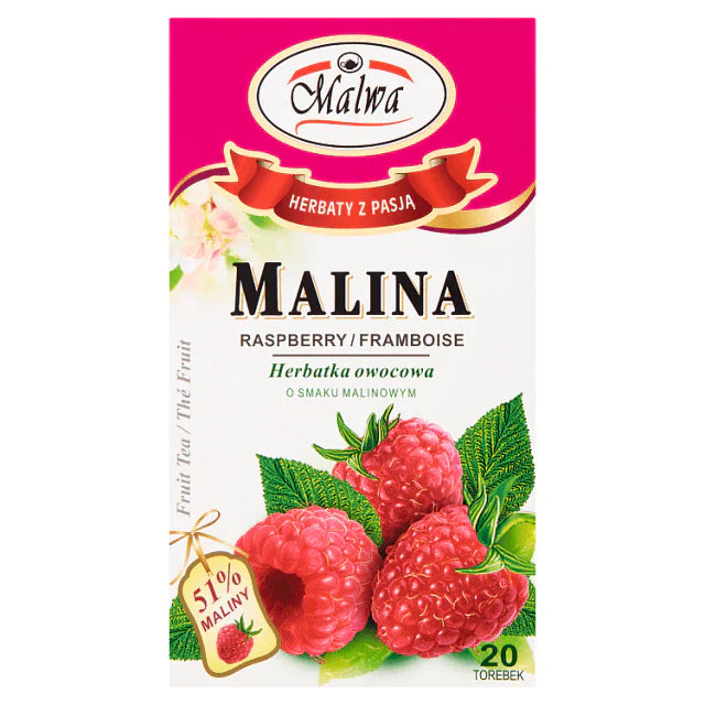 MALWA Herbal Raspberry Fruit Tea - 20 Bags
