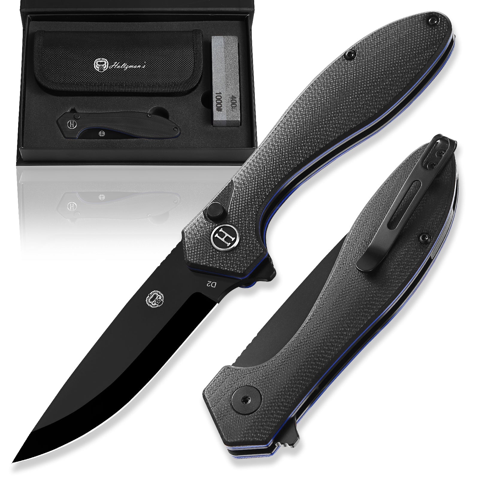 Ultimate Vector Folding Pocket Knife Gift Set for Outdoor Enthusiasts (Black) - Korvel