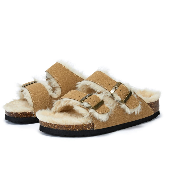 Zapatillas de Lana Premium con Hebilla Ajustable para Comodidad Interior y Exterior