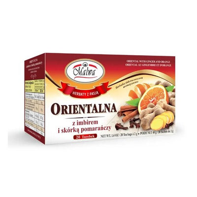 MALWA Herbal Oriental Fruit Tea with Ginger and Orange Peel - 20 Bags