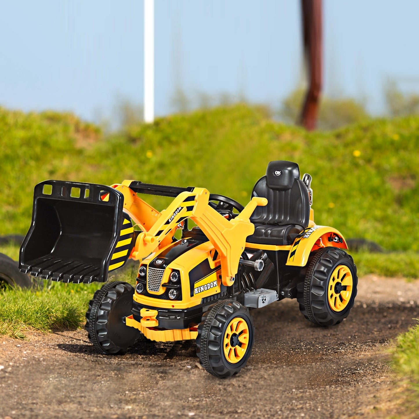 12V Battery Powered Kids Ride-On Dumper Truck - Yellow