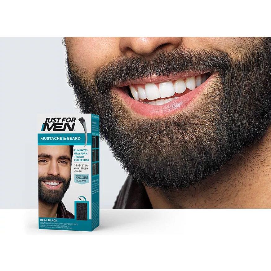 Just For Men Gel de Coloración para Bigote y Barba, Negro Real M-55