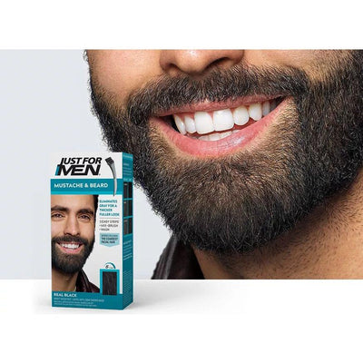 Just For Men Brush-In Color Gel for Mustache & Beard, Real Black M-55