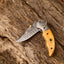 Exquisite Handmade Damascus Steel EDC Folding Knife | 3-Inch Blade, Bone Handle, Leather Sheath | Perfect Gift by KBS Knives - Korvel