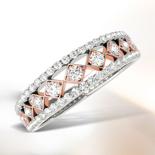 14k White and Rose Gold Diamond Band (3/8 cttw)