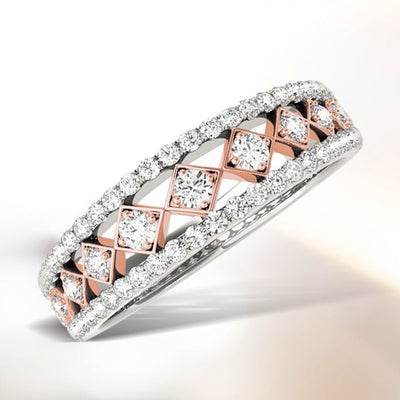 14k White and Rose Gold Diamond Band (3/8 cttw)