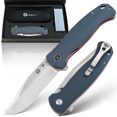 Premium Wrangler Folding Pocket Knife Gift Set for Adventurers (Silver & Red) - Korvel