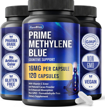 Capsules de bleu de méthylène avec cacao et ester de vitamine C