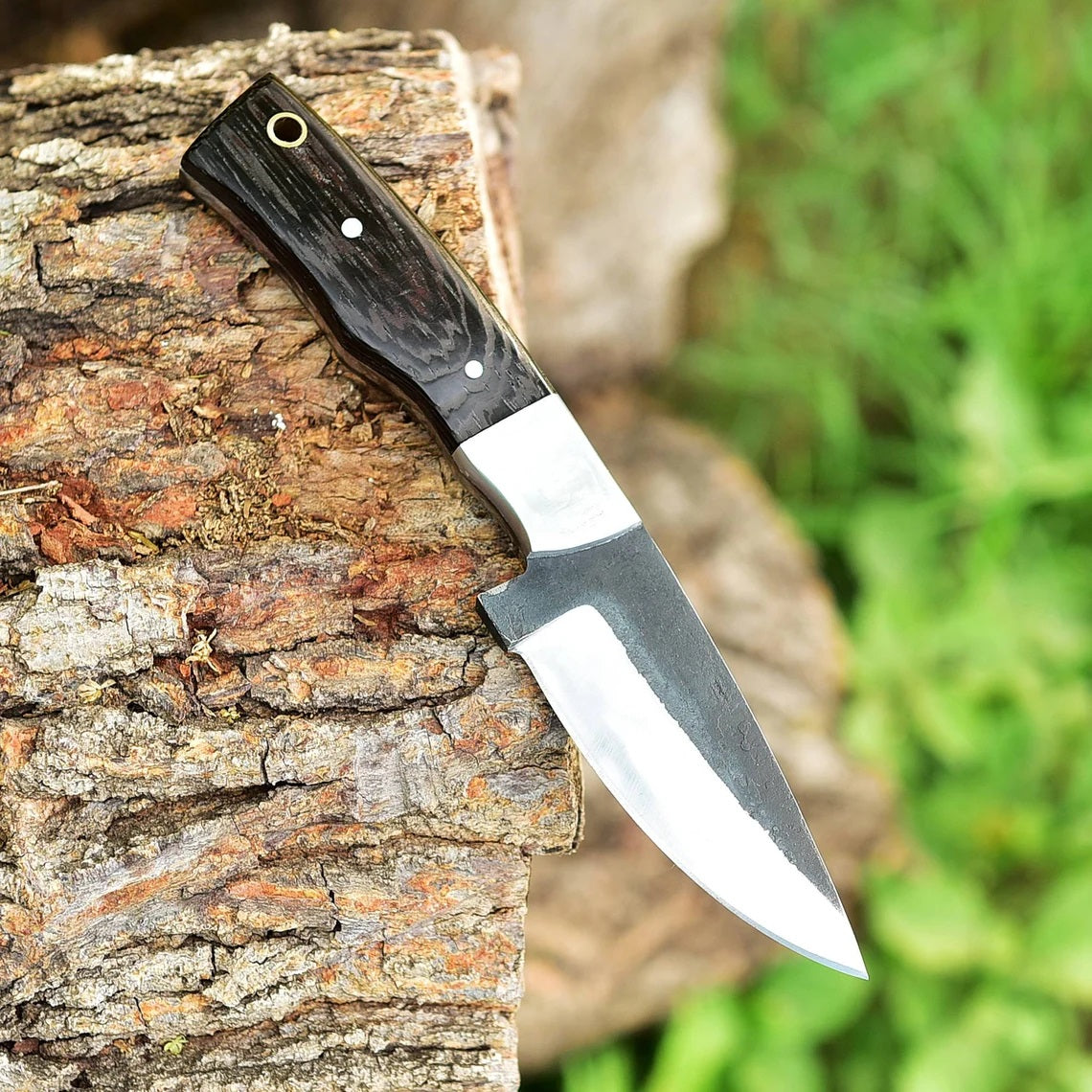 Artisan Crafted 1095 High Carbon Steel Skinning Knife | Elegant Wenge Wood Grip | 7.5 Inches | Premium Leather Sheath - Korvel
