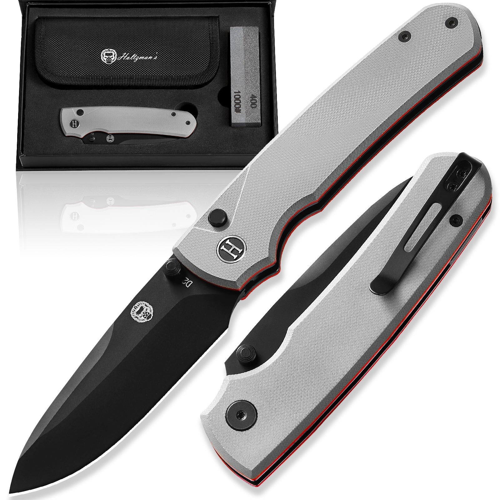 The Ultimate Folding Pocket Knife Gift Set for Outdoor Enthusiasts (Classic Black & White) - Korvel