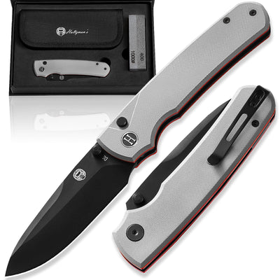 The Ultimate Folding Pocket Knife Gift Set for Outdoor Enthusiasts (Classic Black & White) - Korvel
