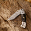 Exquisite Handmade Damascus Steel Tanto Folding Knife | 3-Inch Blade, Buffalo Horn Grip, Leather Sheath | Ideal Gift by KBS Knives - Korvel