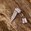 Exquisite Custom Damascus Steel Folding Pocket Knife – 3-Inch Blade with Sheep Horn Handle & Leather Case – Ideal Gift by KBS Knives - Korvel
