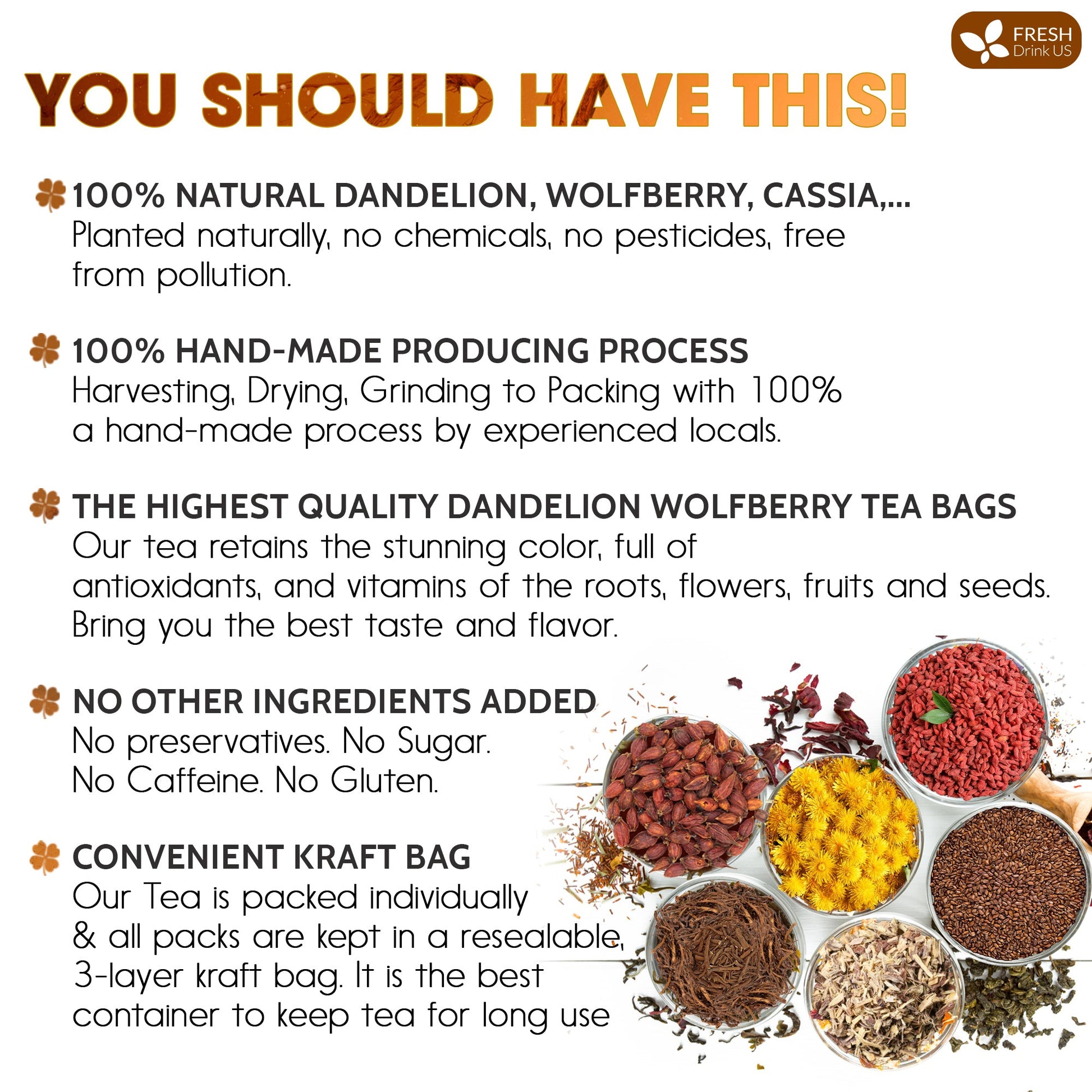 Dandelion Wolfberry Tea, 7 Herbal Ingredients - Korvel