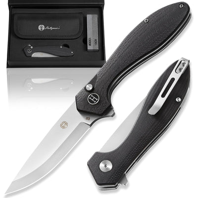 Ultimate Vector Folding Pocket Knife Gift Set for Adventurers (Black & Silver) - Korvel