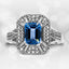 Anillo de Acero Inoxidable de Plata .925 con Topacio Azul y Acentos de Diamante - Talla 7