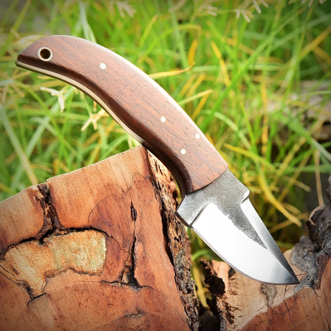 Premium Custom 1095 Forged Steel Skinning Knife | Elegant Rosewood Grip | 7-Inch Blade | Includes Leather Sheath - Korvel