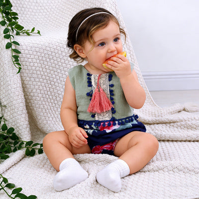 Floral Tassel Baby Romper for Newborn Girls