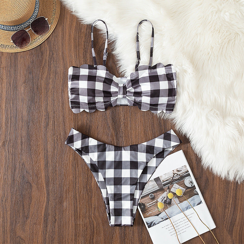 Elegant Black and White Bikini Set for Women