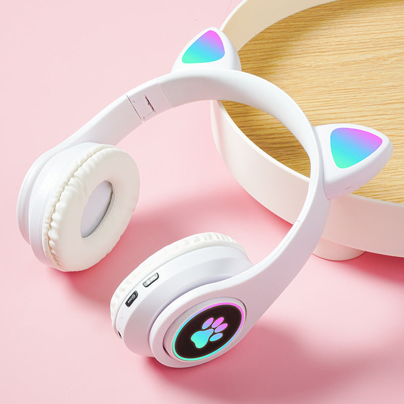 Wireless Bluetooth Cat Ears Headphones with LED Lights