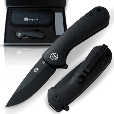 Premium Peasant Folding Pocket Knife Gift Set for Adventurers (Black) - Korvel