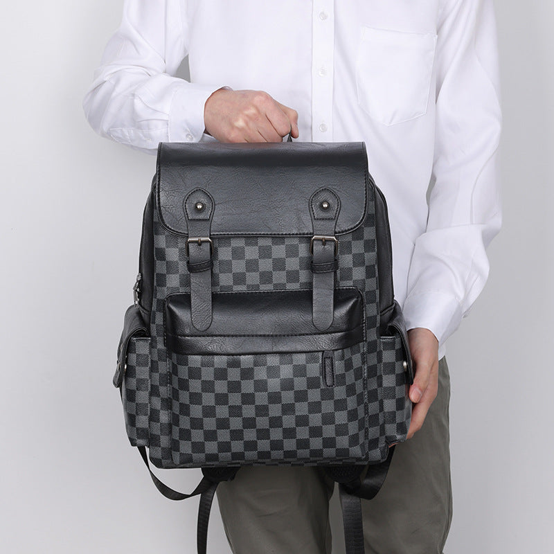 Large Capacity Plaid Laptop Backpack for Travel