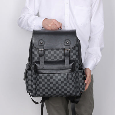 Large Capacity Plaid Laptop Backpack for Travel