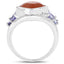 Bague en argent sterling avec pierre de lune pêche et tanzanite de 4,67 carats