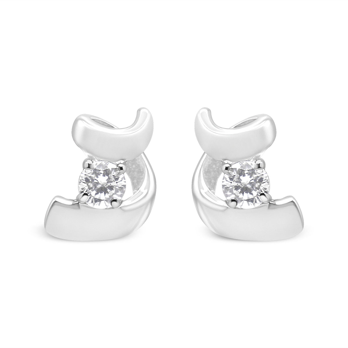 Pendientes de Stud de Diamantes en Espiral de Oro Blanco de 10K