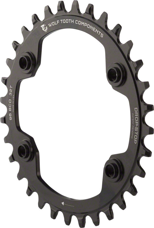 Plato de cadena Wolf Tooth 96 BCD - 34t Asimétrico Drop-Stop para bielas Shimano