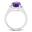 Anillo de Plata Esterlina con Amatista de 3.12 Quilates y Topacio Blanco