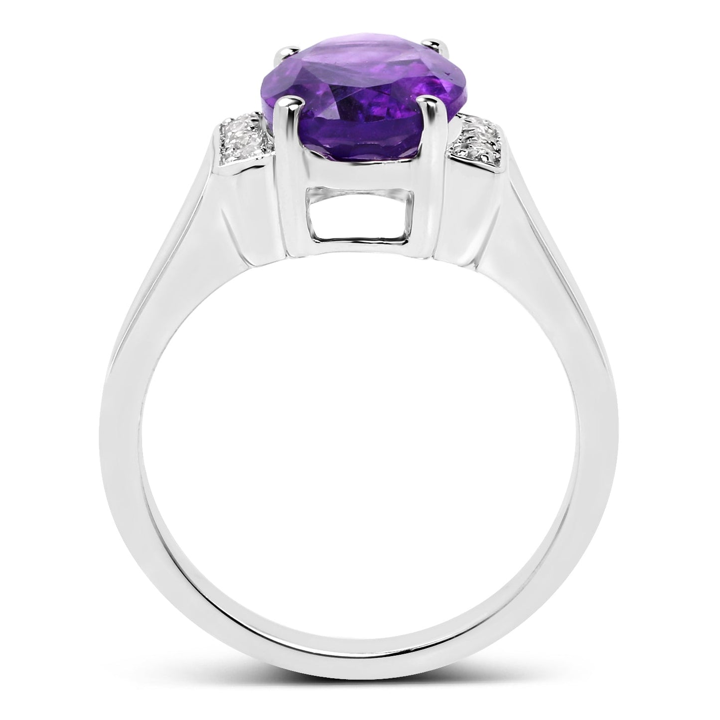 Anillo de Plata Esterlina con Amatista de 3.12 Quilates y Topacio Blanco