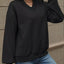 V-Neck Solid Color Casual Sweatshirt