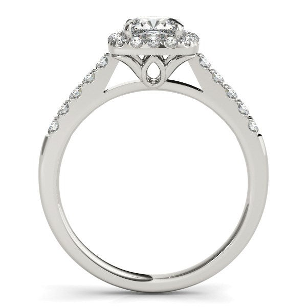 14k White Gold Square Round Diamond Engagement Ring