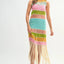 Vestido de ganchillo de múltiples colores con flecos para mujeres