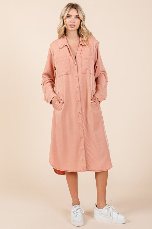 Robe Chemise à Manches Longues Boutonnée pour Femmes - Intemporelle et Polyvalente