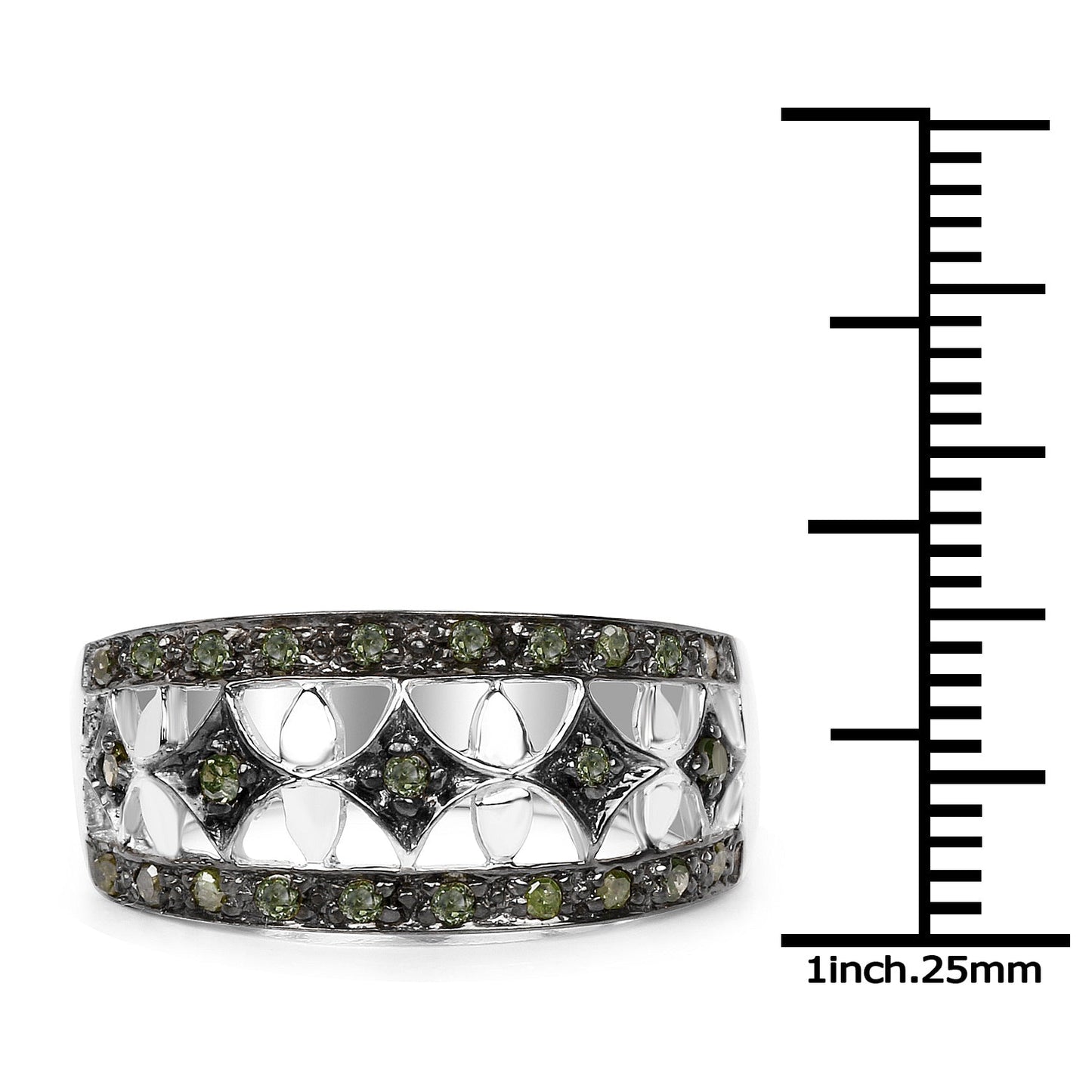 Anillo de Plata Esterlina con Diamante Verde Genuino de 0.32 Quilates
