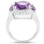 Anillo de plata esterlina de 5.20 quilates con amatista genuina y topacio blanco