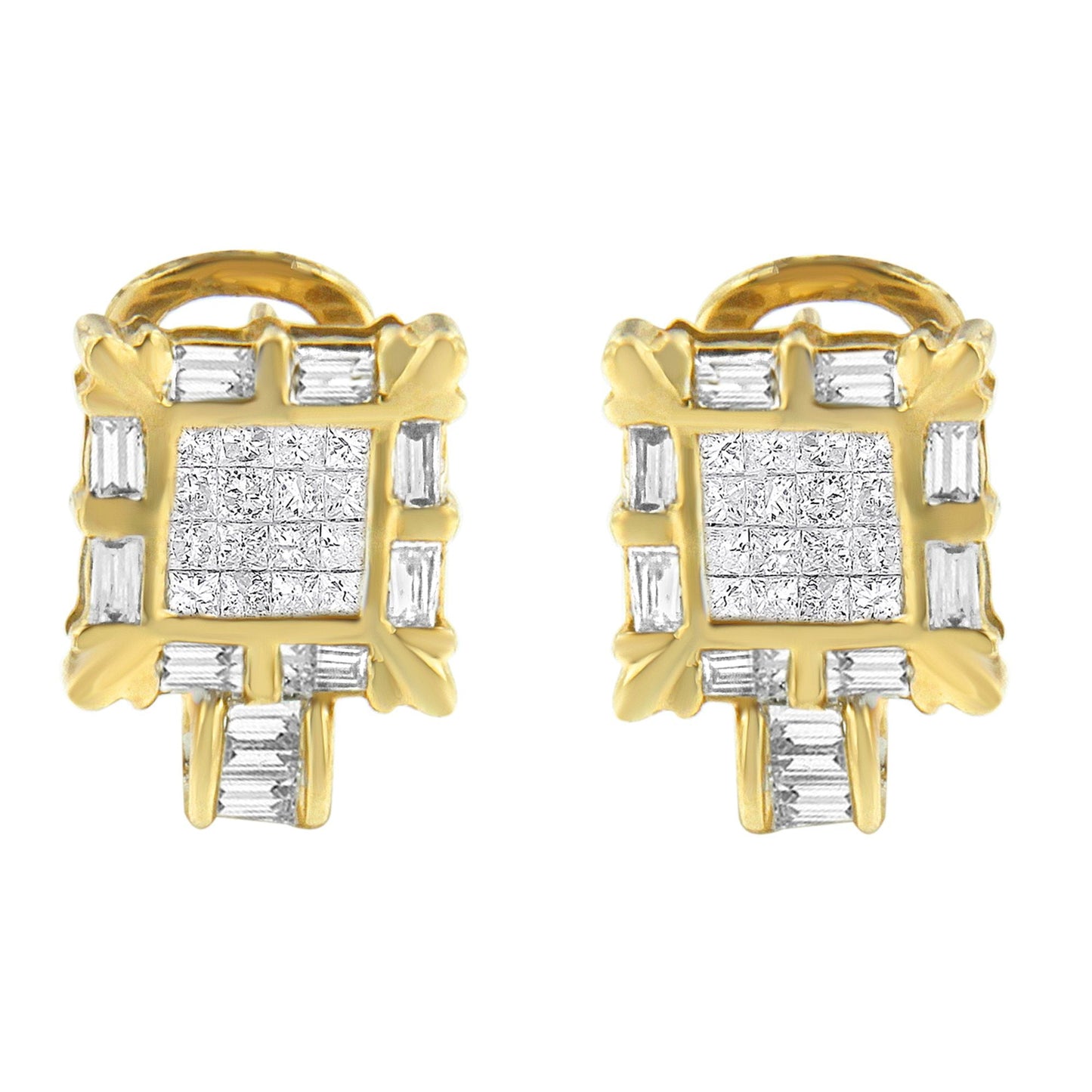 Boucles d'oreilles créoles en or jaune 14K avec diamants
