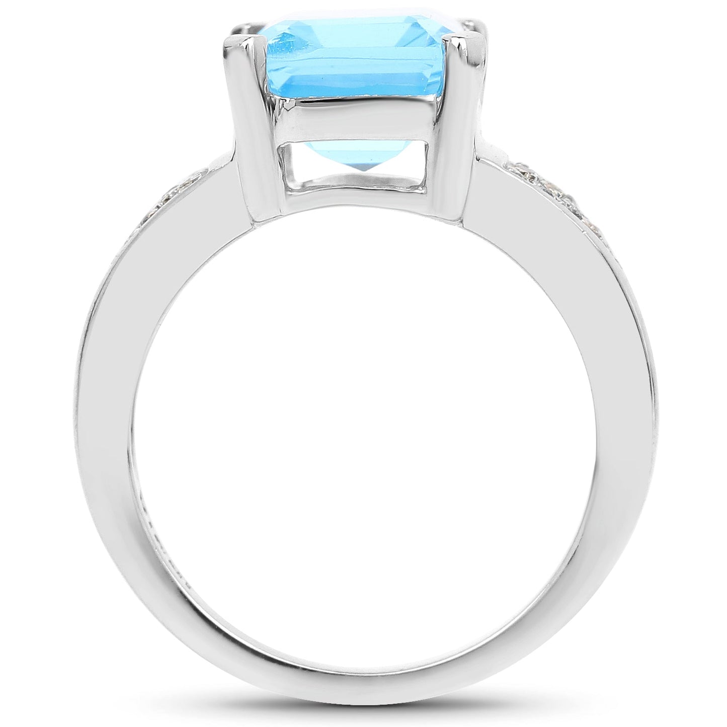Bague en argent sterling avec topaze bleue suisse et topaze blanche de 5,75 carats