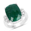 Bague en argent sterling avec émeraude teinte de 8,50 carats et topaze blanche