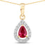 1.03 Carat Genuine Ruby and White Diamond Pendant in 14K Yellow Gold