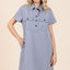 Button Detail Collared Neck Short Sleeve Shirt Dress