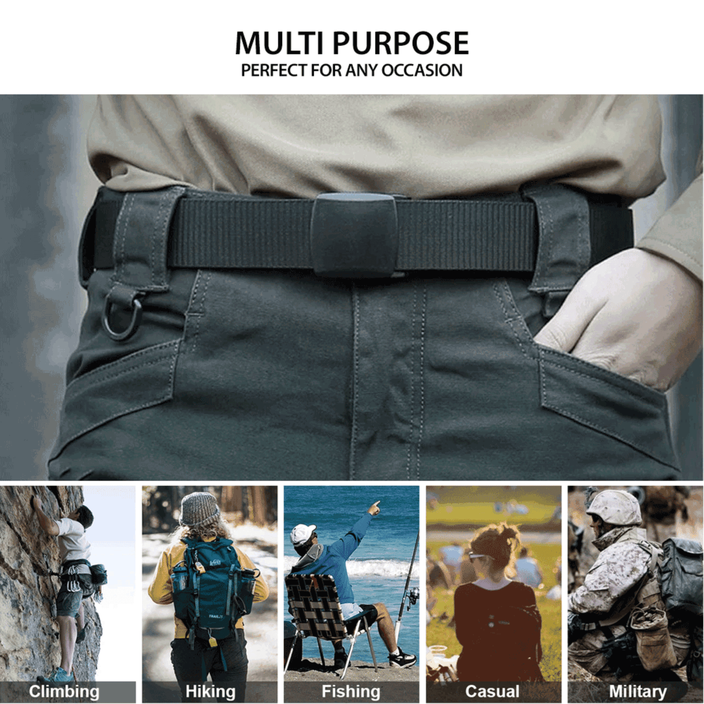 Cinturón Táctico Ajustable de Nylon XGear con Hebilla de Plástico